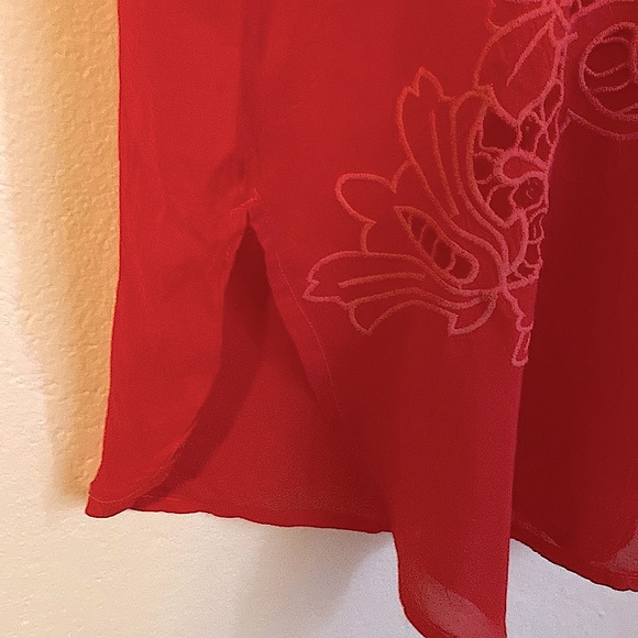 Johnny Was Arlene embroidered boho Appliqué long sleeve tunic top red Medium - Picture 7 of 10